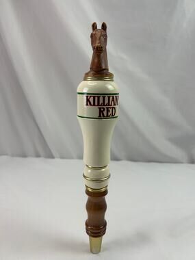 George Killian's Irish Red Horse Head Ceramic Wood Beer Tap Handle 12in